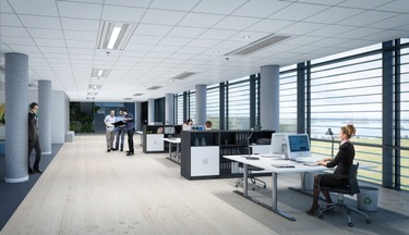Budoucí open space kancelář se systémem Solus v budově Runda Huset