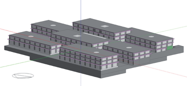Obr. 1 Model budovy v programu Design Builder [1]
