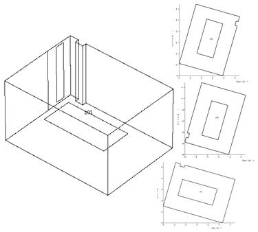 Obr. 4 Model kanceláře a varianty orientace [2]