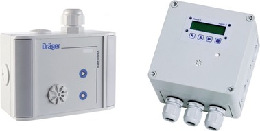 Obr. 8 Příklady stacionárních přístrojů pro měření koncentrace CO₂ v budovách (Dräger VarioGard 3300 s IR senzorem, MSR PolyGard D3 s IR senzorem)