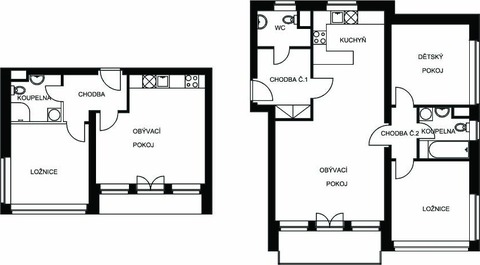 Obr. č. 1 – Půdorysné schéma bytů