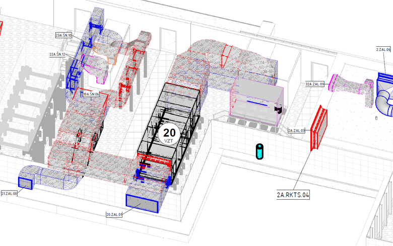 Obr. 2 Typická ukázka řešení přívodu čerstvého vzduchu (zařízení 20)