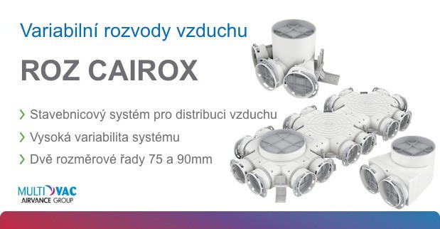 Stavebnicový systém ROZ CAIROX určený pro distribuci vzduchu v rezidenčních aplikacích