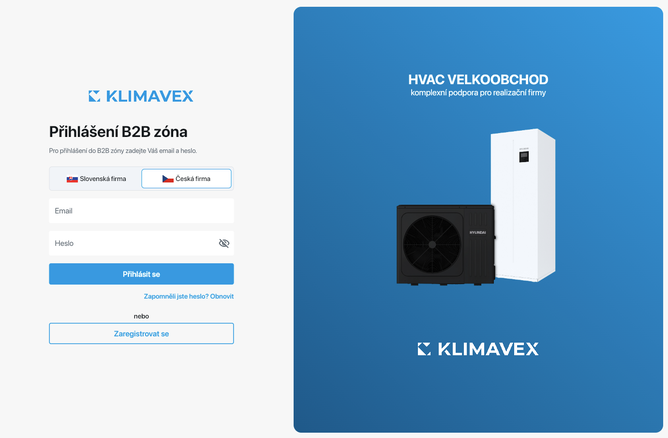 Online nákup HVAC technologií za velkoobchodní ceny? KLIMAVEX spouští B2B Partnerskou zónu